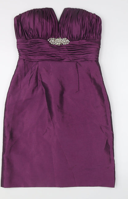 Ultimo Couture Women’s Purple Size 10 Sheath Strapless Beaded Dress