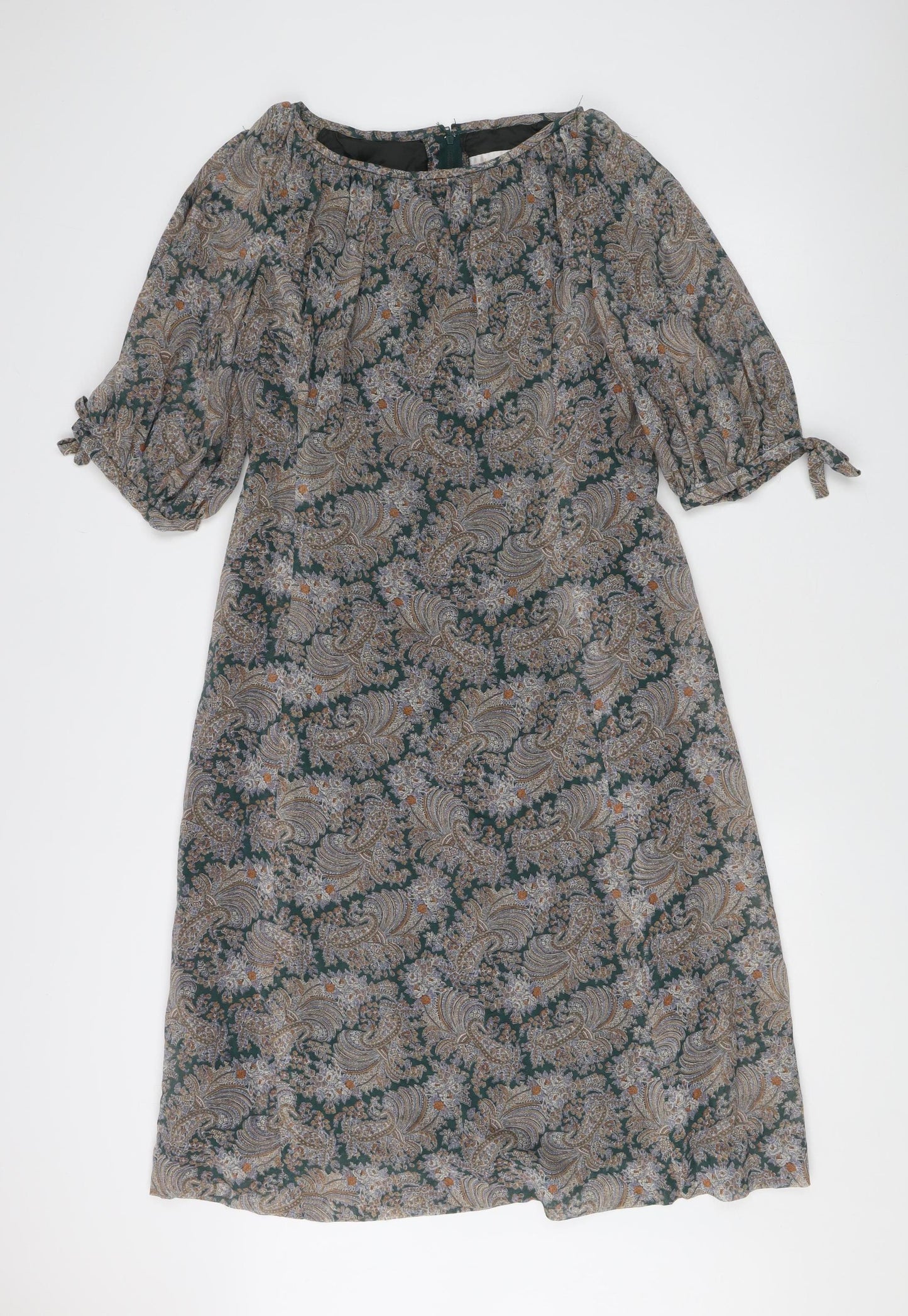 Linda Leigh Women’s Multicoloured Paisley A-Line Dress Size 18 Vintage Knee Length