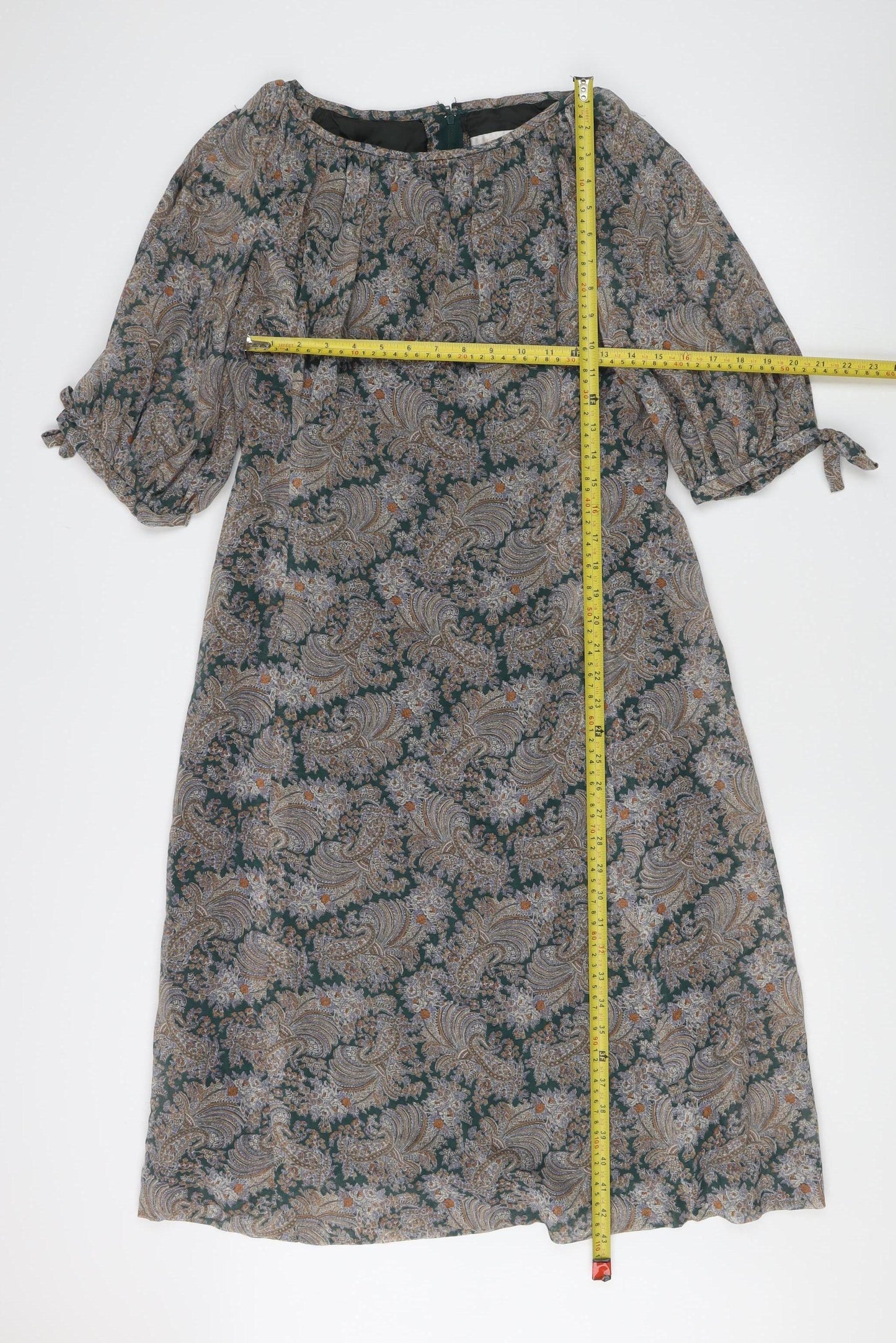 Linda Leigh Women’s Multicoloured Paisley A-Line Dress Size 18 Vintage Knee Length