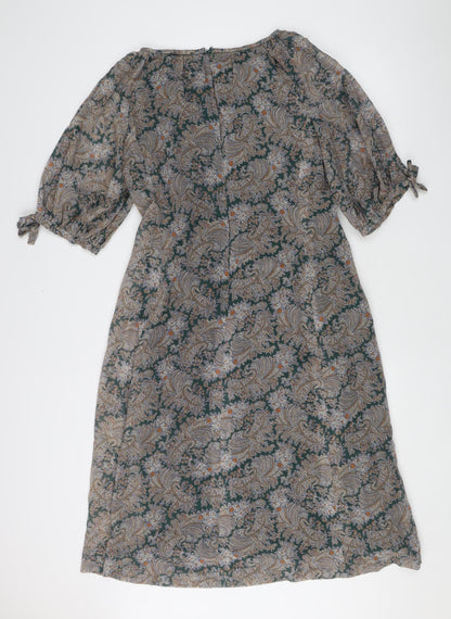 Linda Leigh Women’s Multicoloured Paisley A-Line Dress Size 18 Vintage Knee Length