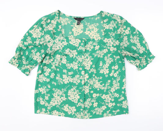 New Look Women’s Green Floral Puff Sleeve Blouse UK 12