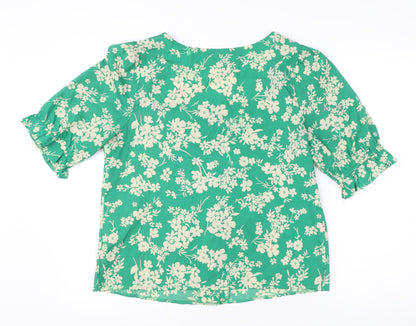 New Look Women’s Green Floral Puff Sleeve Blouse UK 12