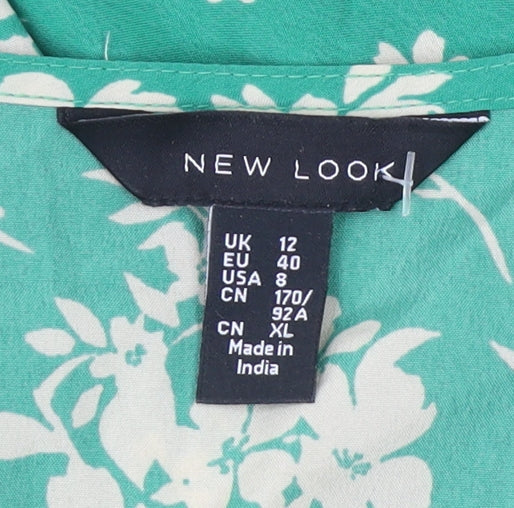 New Look Women’s Green Floral Puff Sleeve Blouse UK 12