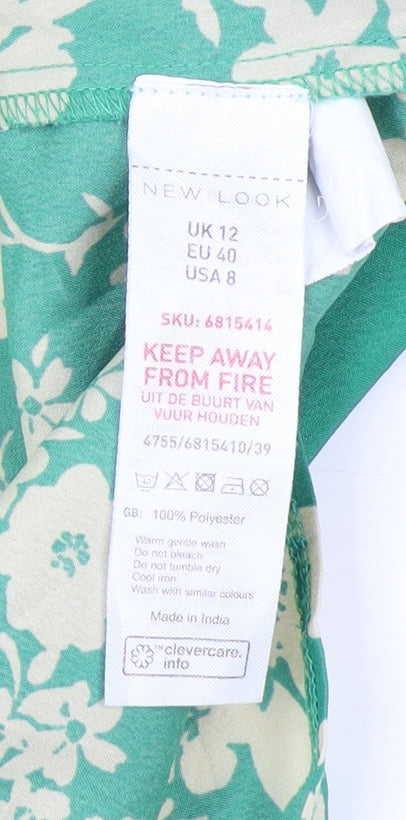 New Look Women’s Green Floral Puff Sleeve Blouse UK 12