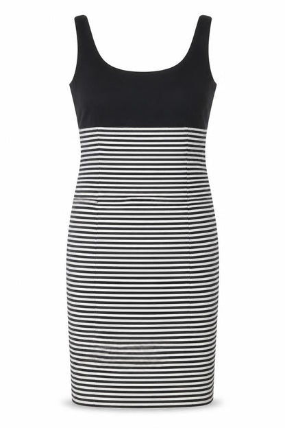 Zara Basic Women’s Black Striped Bodycon Knee Length Dress Size 12