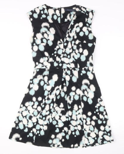 French Connection Women’s Black Animal Print Fit & Flare Dress UK 12