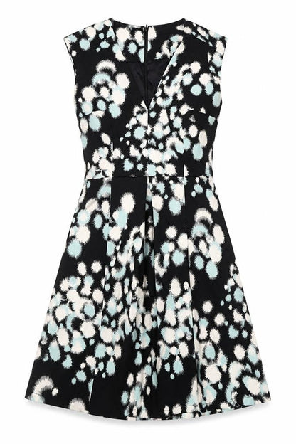 French Connection Women’s Black Animal Print Fit & Flare Dress UK 12