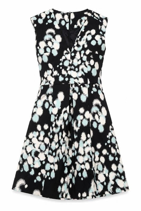 French Connection Women’s Black Animal Print Fit & Flare Dress UK 12