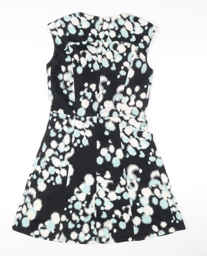 French Connection Women’s Black Animal Print Fit & Flare Dress UK 12