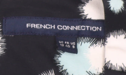 French Connection Women’s Black Animal Print Fit & Flare Dress UK 12