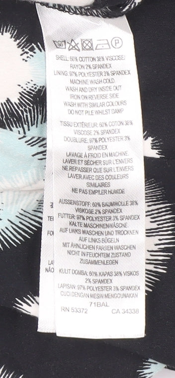 French Connection Women’s Black Animal Print Fit & Flare Dress UK 12