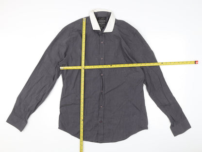 River Island Men's Grey L Long Sleeve Button-Up Shirt