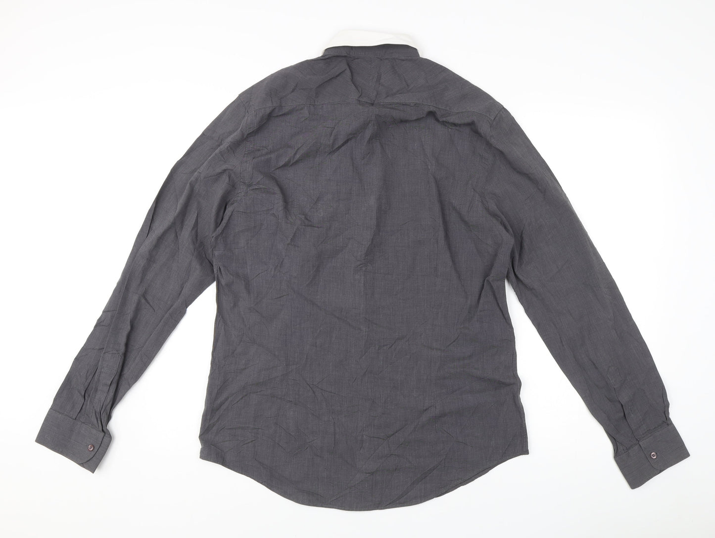 River Island Men's Grey L Long Sleeve Button-Up Shirt