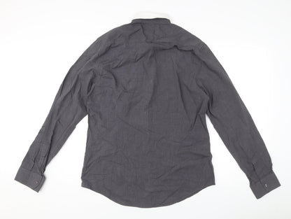 River Island Men's Grey L Long Sleeve Button-Up Shirt