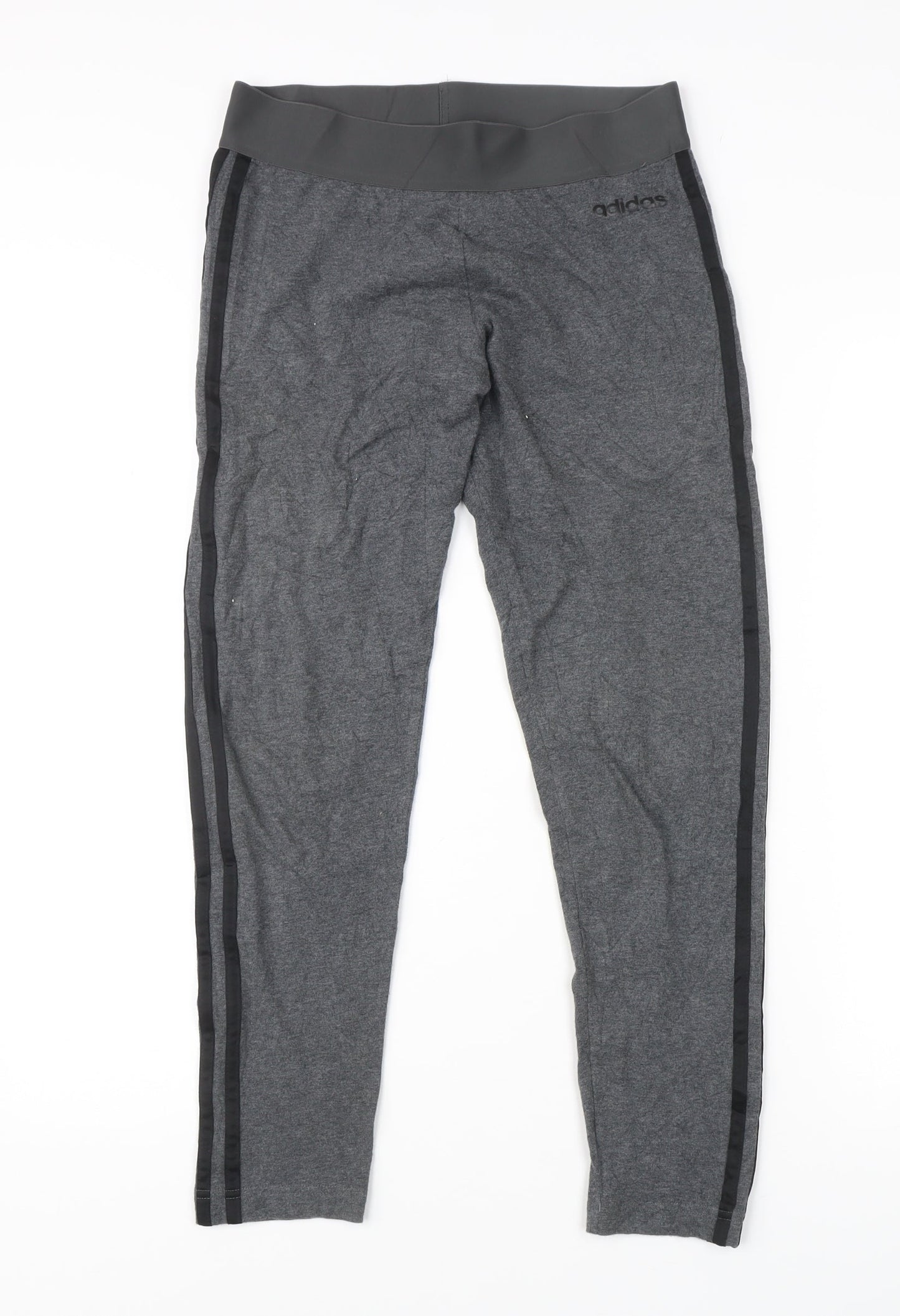 Adidas Women’s Grey Leggings UK 12-14 Slim Fit Side Stripe Activewear