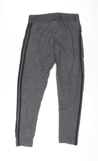 Adidas Women’s Grey Leggings UK 12-14 Slim Fit Side Stripe Activewear