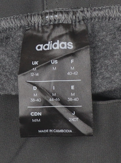 Adidas Women’s Grey Leggings UK 12-14 Slim Fit Side Stripe Activewear