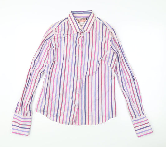 Thomas Pink Women’s Multicoloured Striped Cotton French Cuff Shirt S