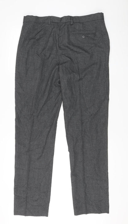 Marks and Spencer Men’s Grey Pleated Dress Trousers 36x33 Regular Fit