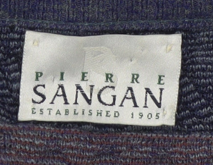 Pierre Sangan Men's Multicoloured Geometric Wool Blend V-Neck Jumper L