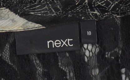 Next Women’s Black Floral Hi-Low Fit & Flare Dress UK 10 Puff Sleeve