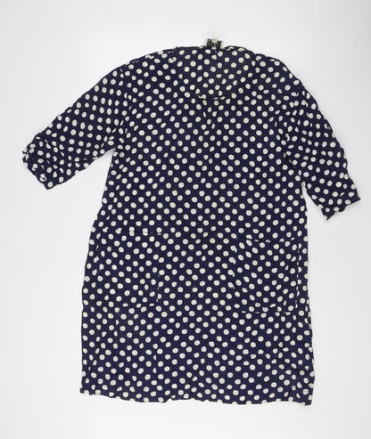 Masai Women's Blue Polka Dot Viscose Shift Dress XL Spring Summer