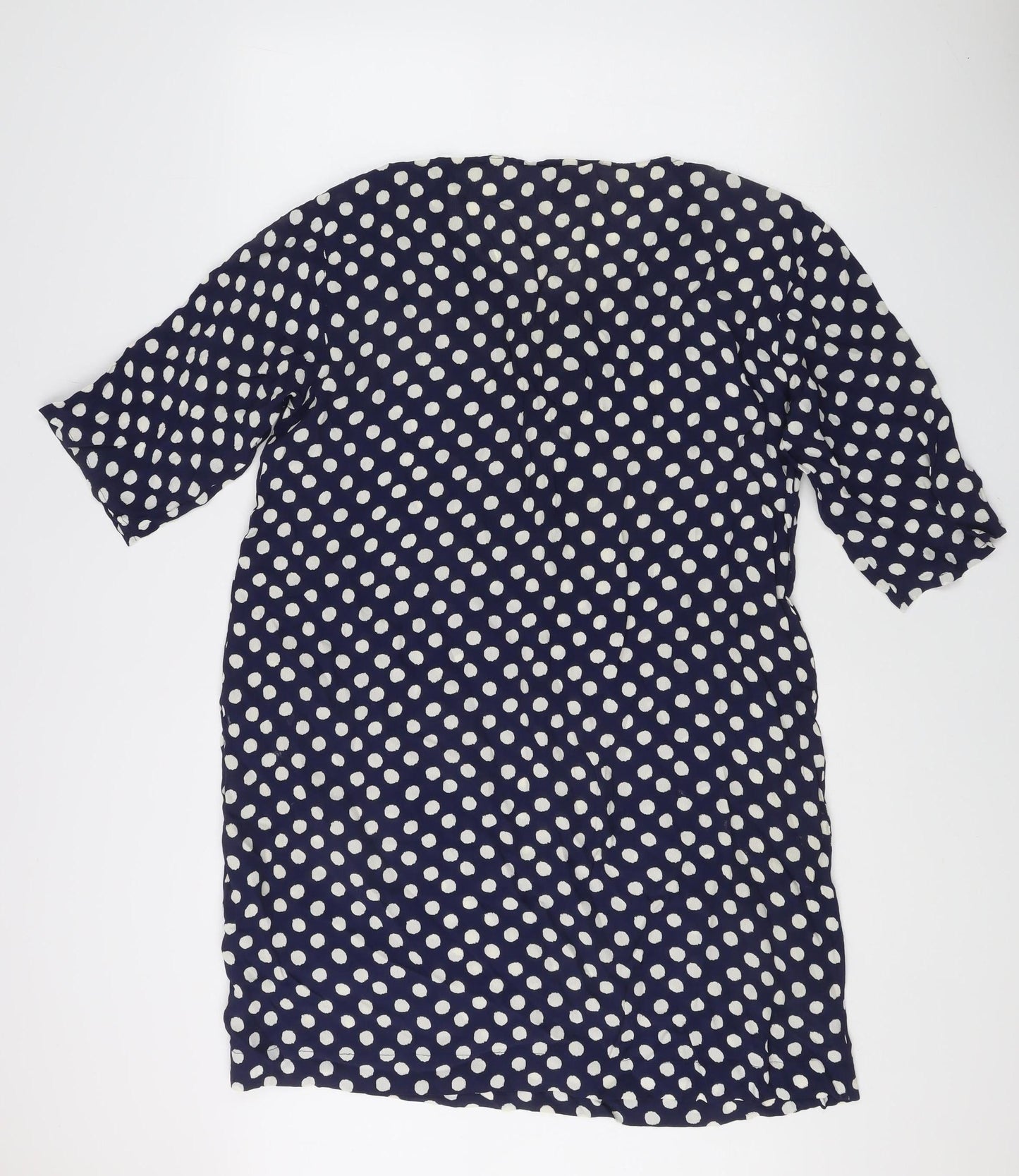 Masai Women's Blue Polka Dot Viscose Shift Dress XL Spring Summer