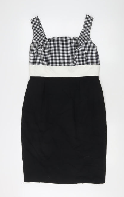 Marks and Spencer Women Black Check Knee Length Pencil Dress Size 14
