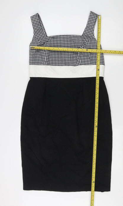 Marks and Spencer Women Black Check Knee Length Pencil Dress Size 14