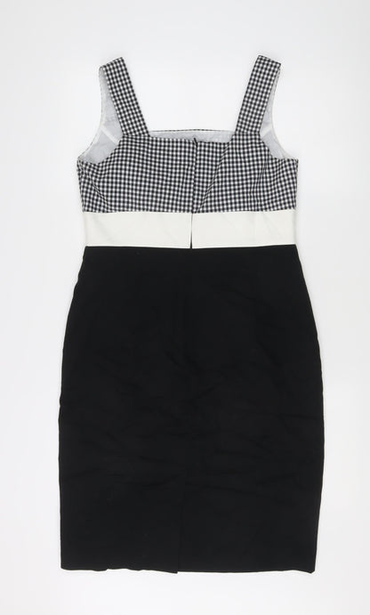 Marks and Spencer Women Black Check Knee Length Pencil Dress Size 14
