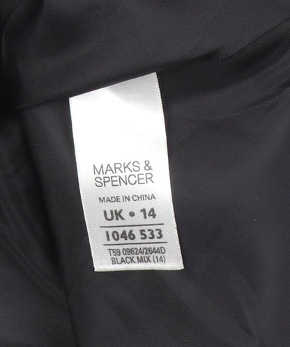 Marks and Spencer Women Black Check Knee Length Pencil Dress Size 14