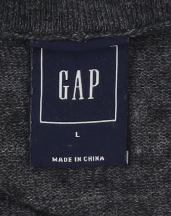 GAP Women's Grey V-Neck Pullover Jumper Size L Regular Fit