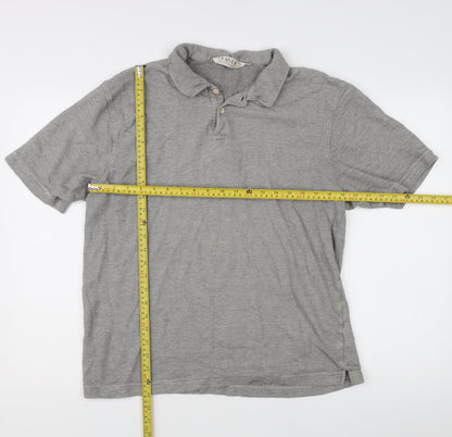 Fraser Mens Grey Striped Polo Shirt XL Short Sleeve Casual Top