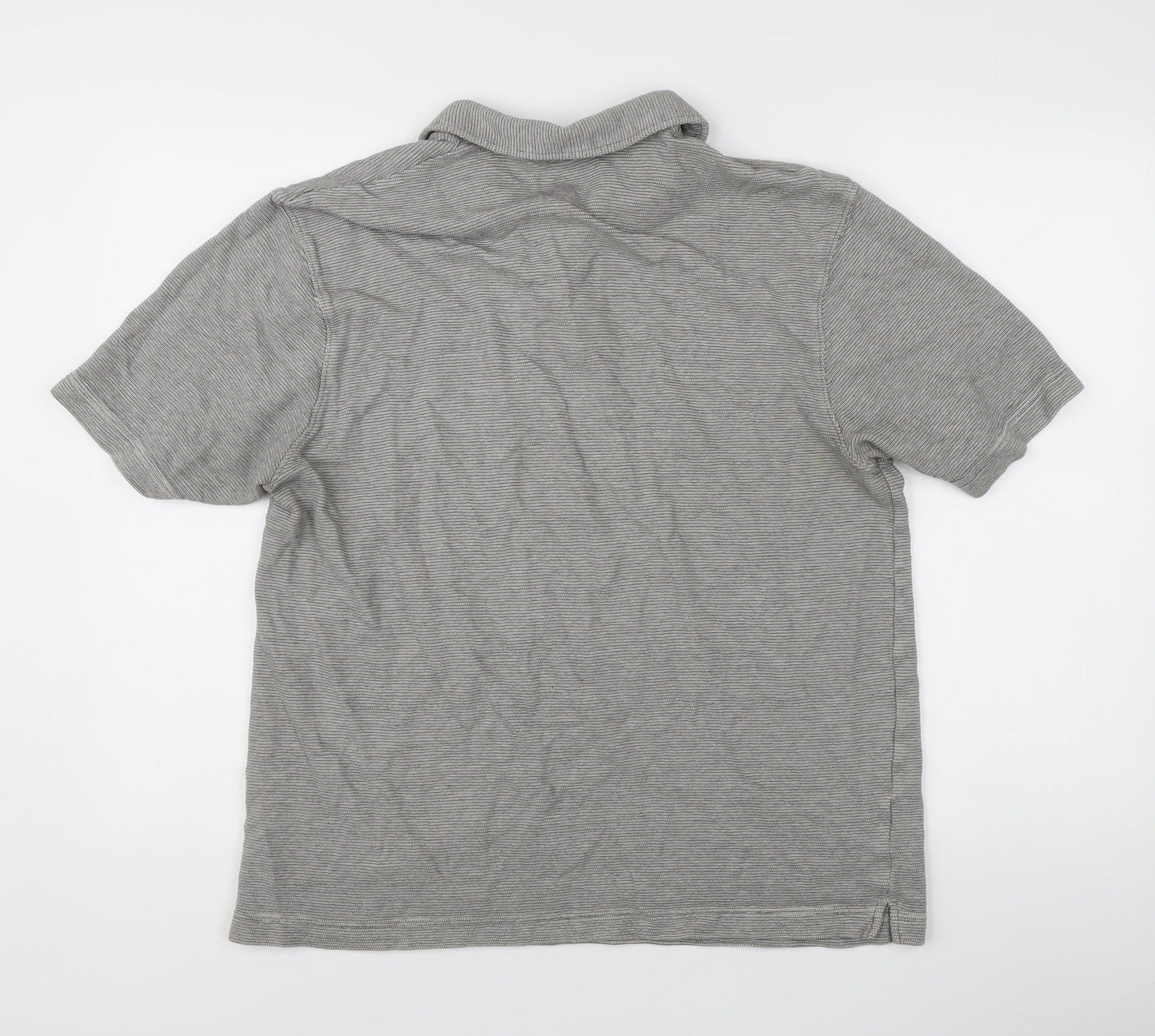 Fraser Mens Grey Striped Polo Shirt XL Short Sleeve Casual Top