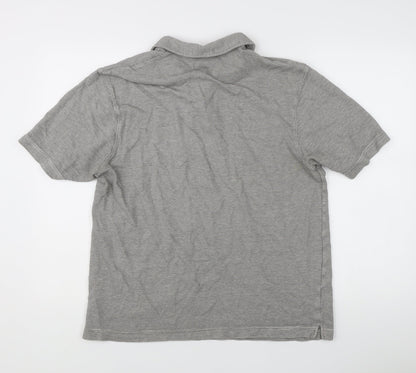 Fraser Mens Grey Striped Polo Shirt XL Short Sleeve Casual Top