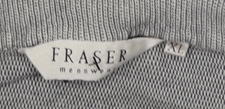 Fraser Mens Grey Striped Polo Shirt XL Short Sleeve Casual Top