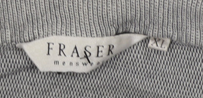 Fraser Mens Grey Striped Polo Shirt XL Short Sleeve Casual Top