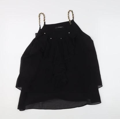 Quiz Womens Black Chiffon Ruffle Camisole Top S Party