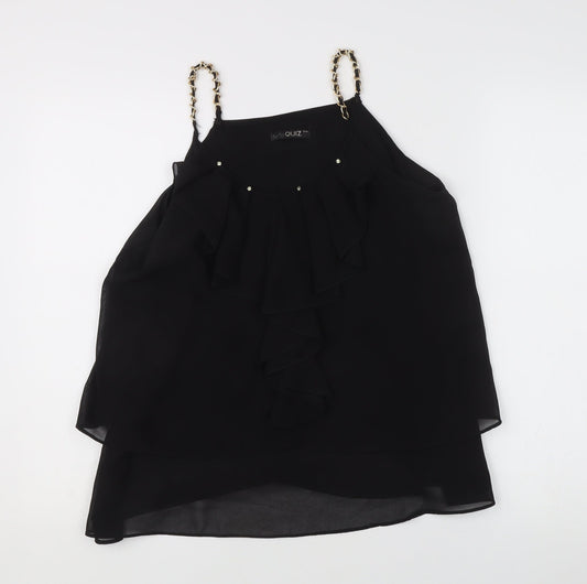 Quiz Womens Black Chiffon Ruffle Camisole Top S Party
