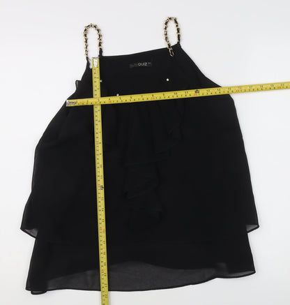 Quiz Womens Black Chiffon Ruffle Camisole Top S Party