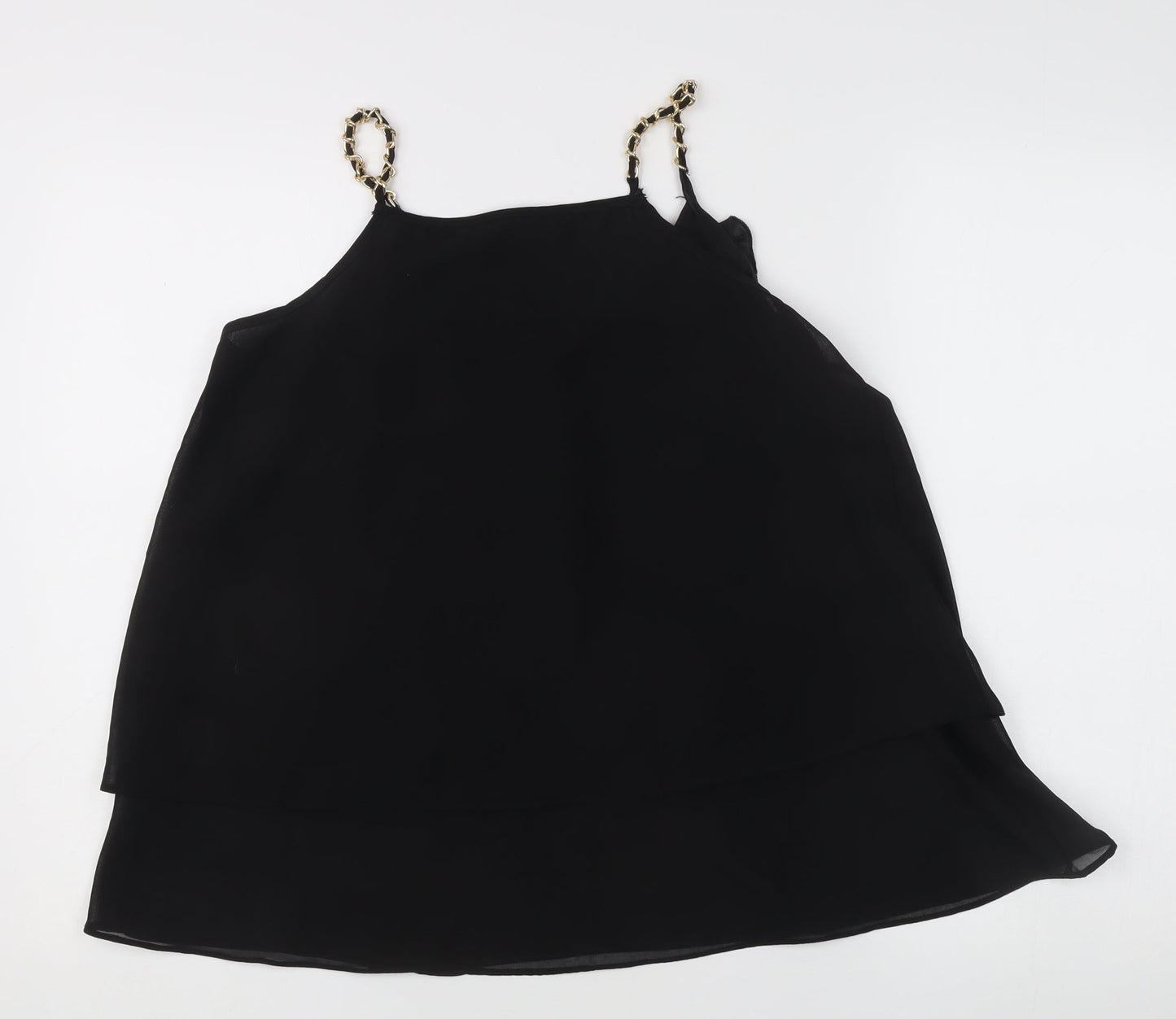 Quiz Womens Black Chiffon Ruffle Camisole Top S Party