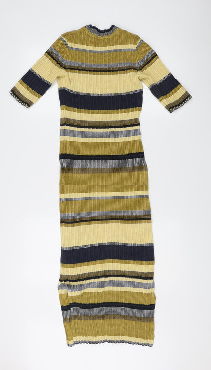 H&M Women’s Multicoloured Stripe Knit Bodycon Midi Dress S