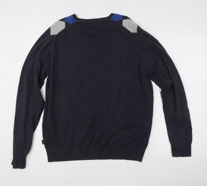 Marks & Spencer Men’s Blue Argyle V-Neck Cotton Golf Jumper M