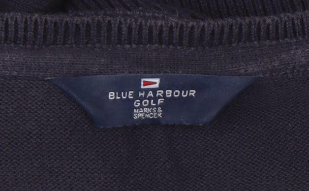 Marks & Spencer Men’s Blue Argyle V-Neck Cotton Golf Jumper M