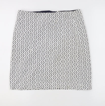Lucy & Laurel Womens White Geometric Pencil Skirt S Knee Length