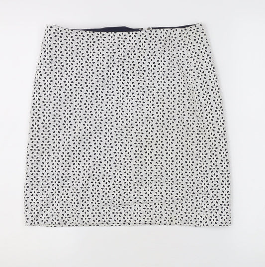 Lucy & Laurel Womens White Geometric Pencil Skirt S Knee Length