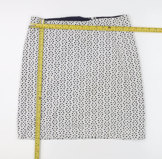 Lucy & Laurel Womens White Geometric Pencil Skirt S Knee Length