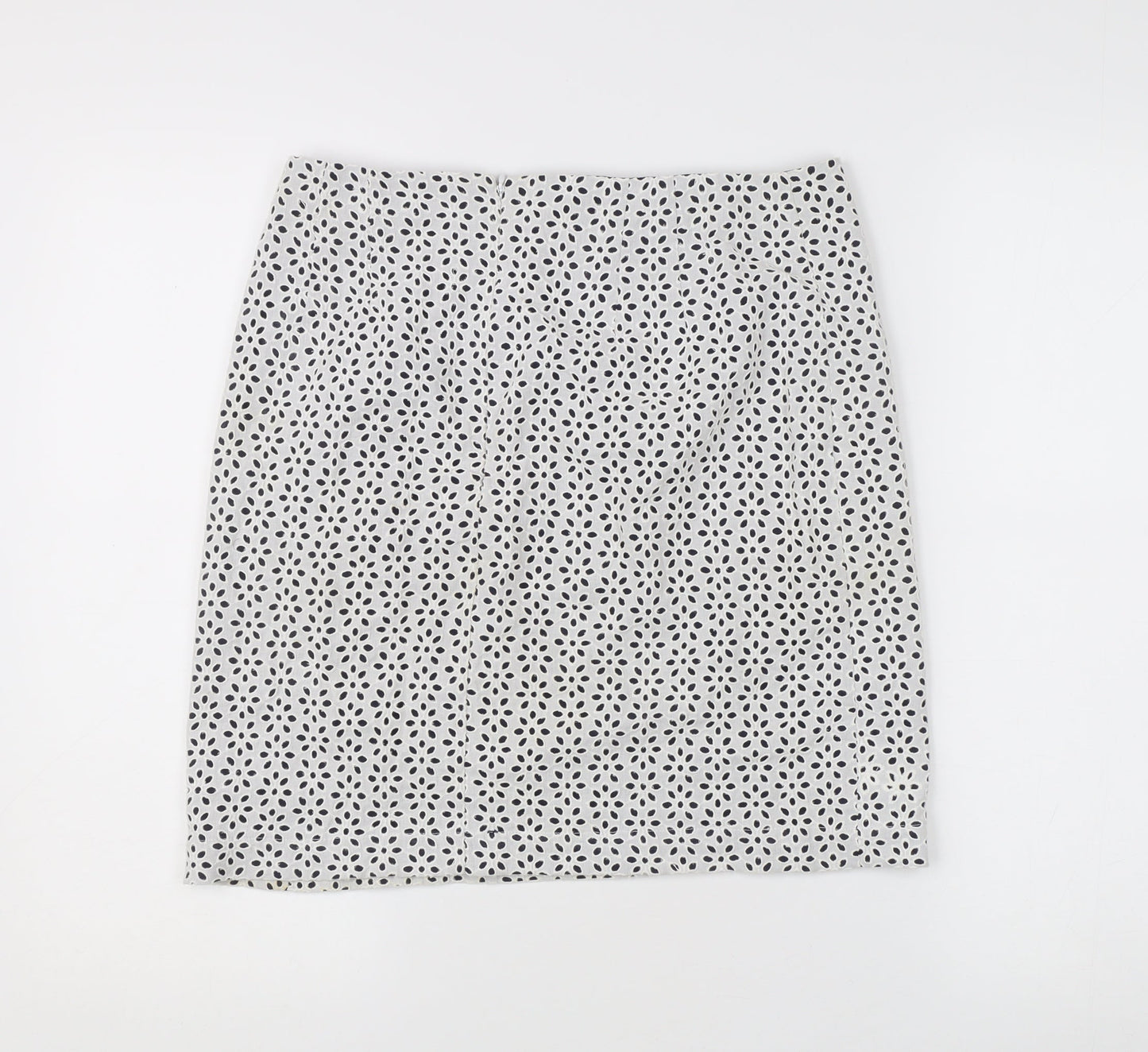 Lucy & Laurel Womens White Geometric Pencil Skirt S Knee Length