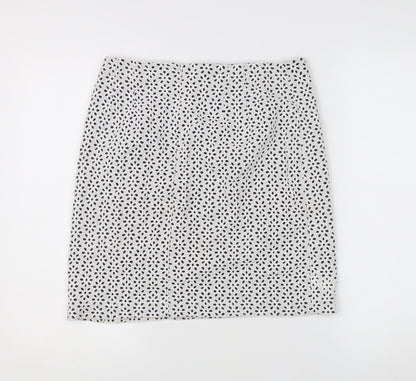 Lucy & Laurel Womens White Geometric Pencil Skirt S Knee Length