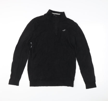 Hollister Men's Black M Half Zip Mock Neck Jumper Knitwear Casual